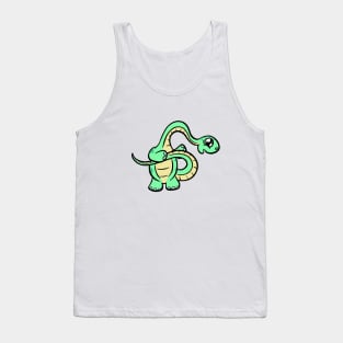 Baby Green diplodocus dinosaur cartoon Tank Top